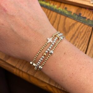 Handmade plated 14k gold and Silver Beaded Bracelet stack